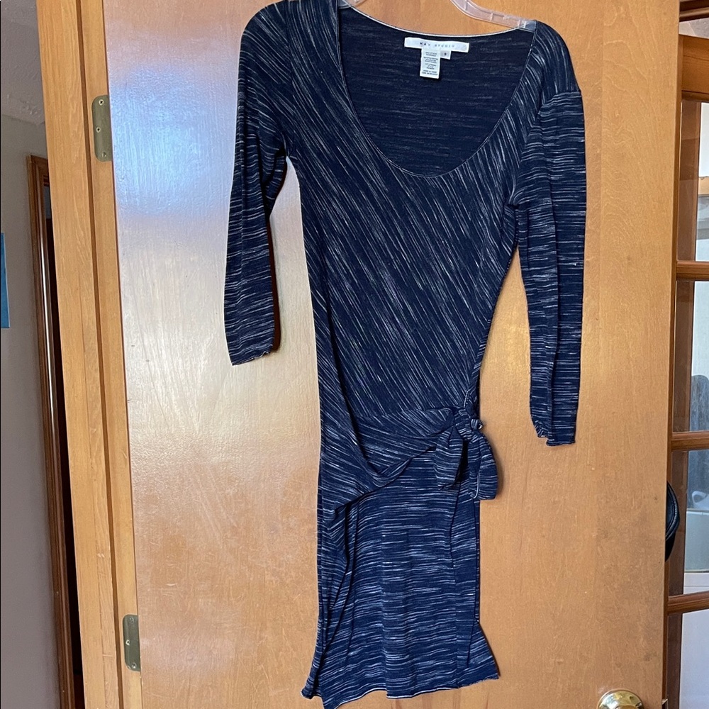 BCBGMaxAzria Navy Striped Long Sleeve Dress
